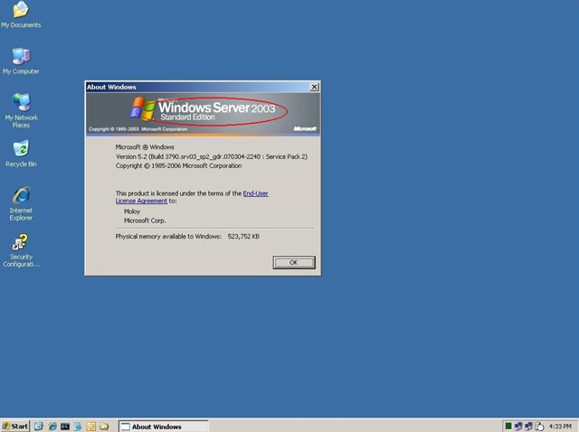 windows server 2003 service pack 2